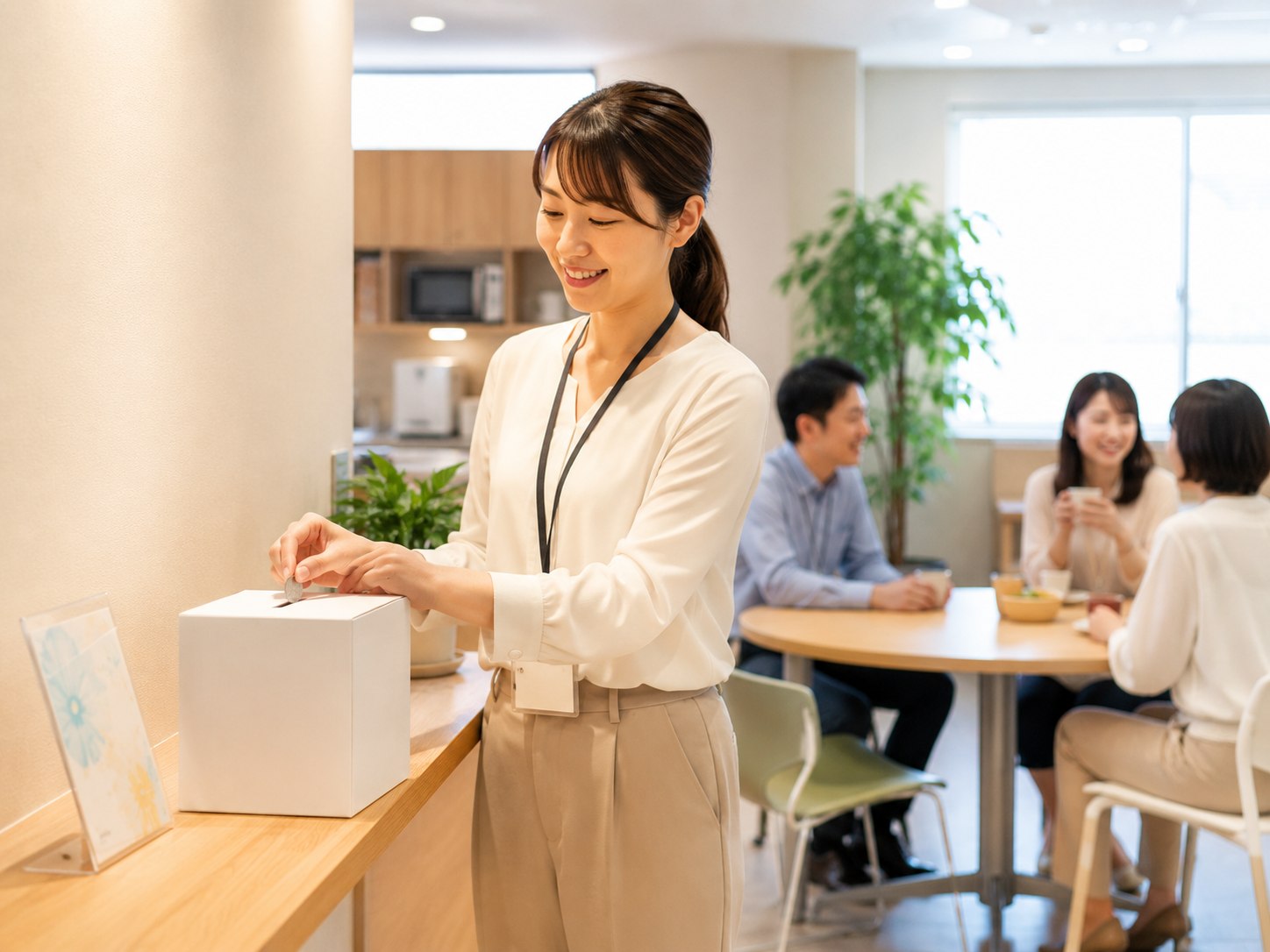 オフィスや休憩室への募金箱のイメージ