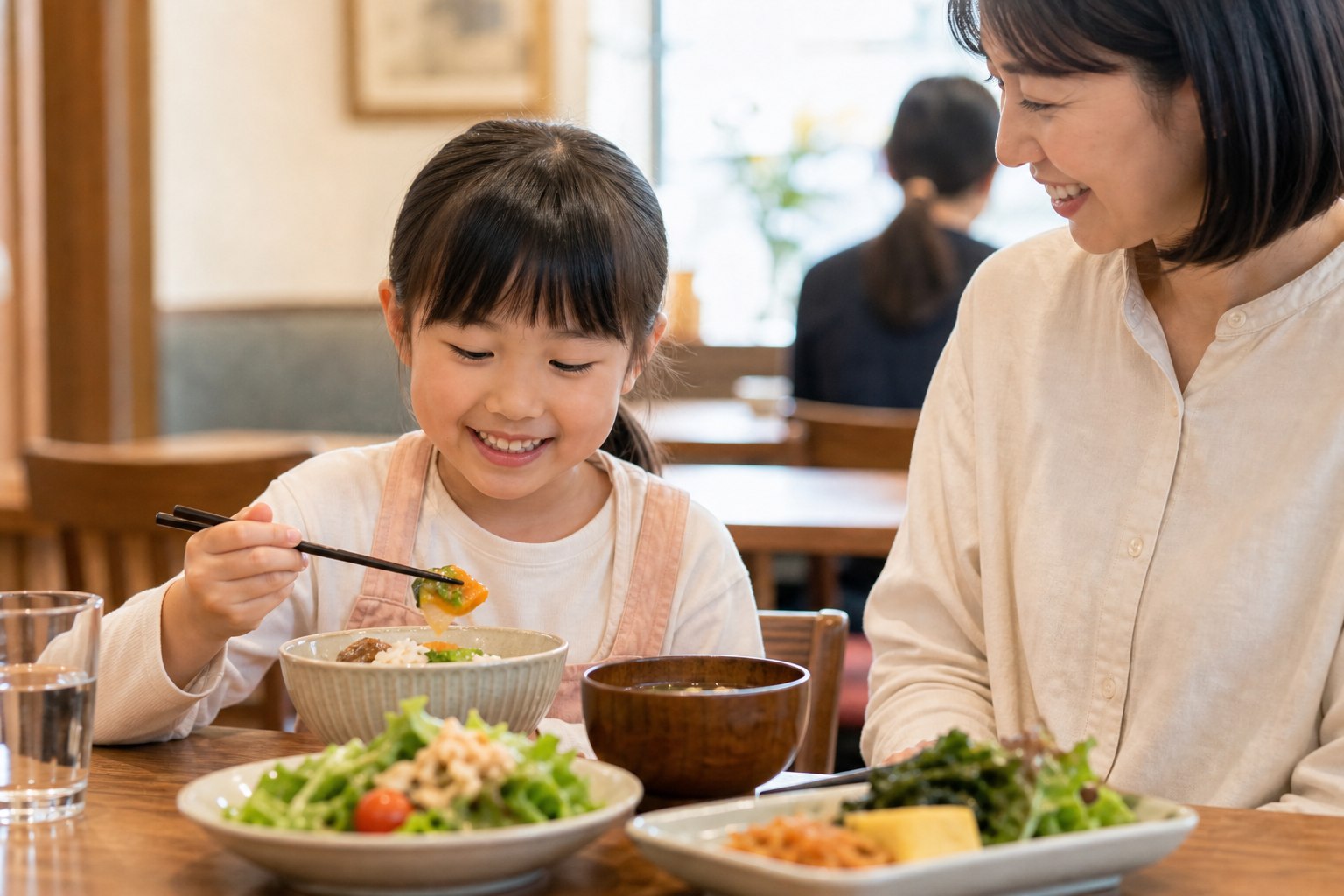 地域の飲食店で食事をする子どものイメージ